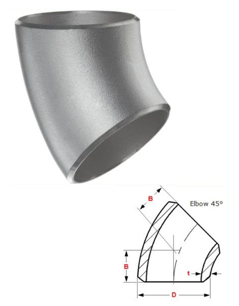 45 degree aluminium elbow